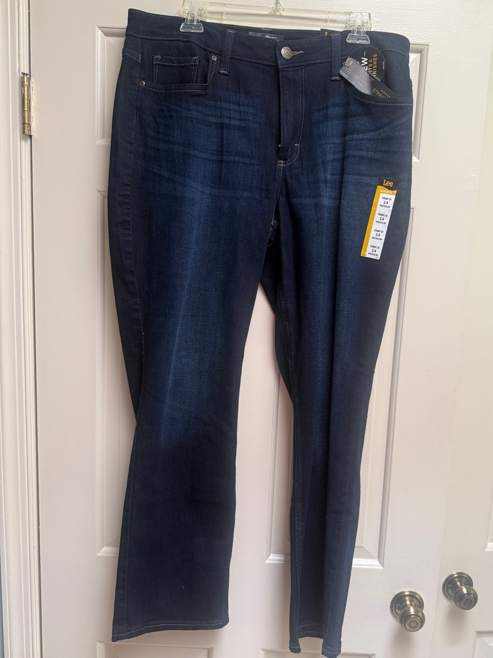 Lee Women's Dark Blue Straight Leg Regular Fit Jeans Size 14 Medium